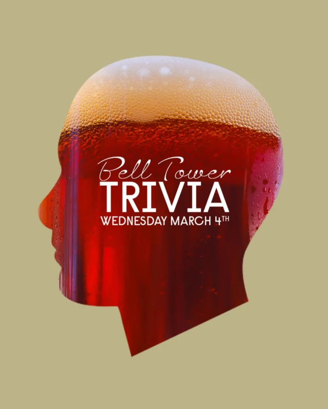 Lights, camera, trivia! 🎬

Film lovers and trivia fans, the next Bell Tower Trivia Night is almost here, and there are still a few spots left. Join us Wednesday, March 4th at 6:30pm for Film Through the Decades Trivia, where teams will test their movie knowledge across generations for a chance to win Bell Tower gift cards.

Prizes include $10, $20, and $50 gift cards for the top teams, plus a night full of craft beer, friendly competition, and classic movie nostalgia!

Reservations are required and space is limited. Secure a table through the link in the story, bio, or app, and be sure to note Trivia Night when booking.

#BellTowerBrewingCo #TriviaNight #KentOhioEvents #CraftBeerEvents #BreweryTrivia