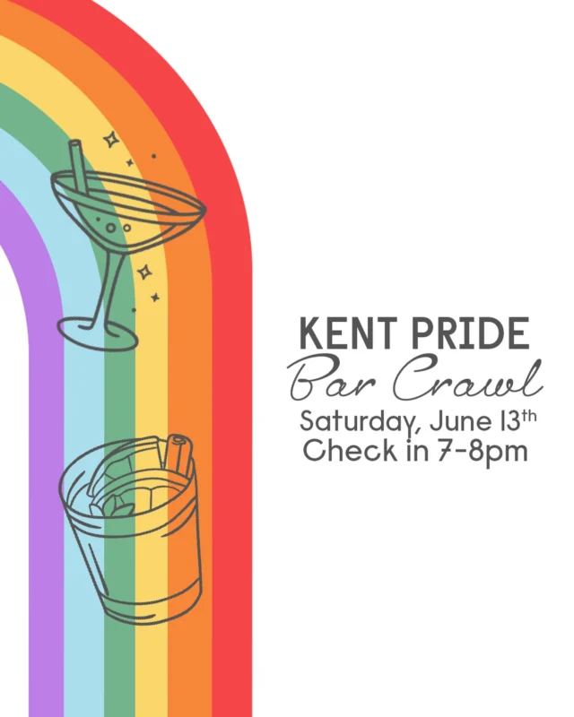 The 2nd Annual Kent Pride Bar Crawl is almost here! 🌈

Spend an evening celebrating Pride while supporting local LGBTQ+ friendly businesses throughout Downtown Kent. Start the night with check-in at Beware of the Leopard from 7-8PM, where participants will receive an exclusive Kent Pride tote bag before heading out to explore some of Kent’s favorite spots.

Participating locations include Beware of the Leopard, Maddalena’s, Nineteen10, Ray’s Place, Bell Tower Brewing, and Zephyr Pub. Visit each stop along the route and collect special items throughout the evening while enjoying a fun, inclusive night with friends and community.

You can purchase your tickets for the bar crawl through the link in our story!

Come out, explore downtown, support local businesses, and celebrate Pride in Kent. 🌈

#KentPride #KentOhio #PrideMonth #SupportLocal #DowntownKent
